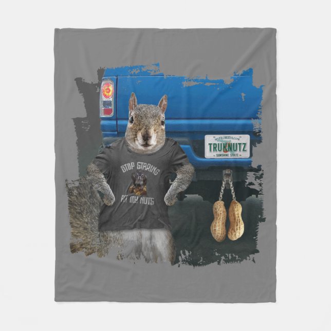 Truk Nutz - funny squirrel truck nuts Fleece Blanket (Front)