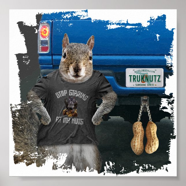 Truk Nutz - funny squirrel truck nuts Poster (Front)