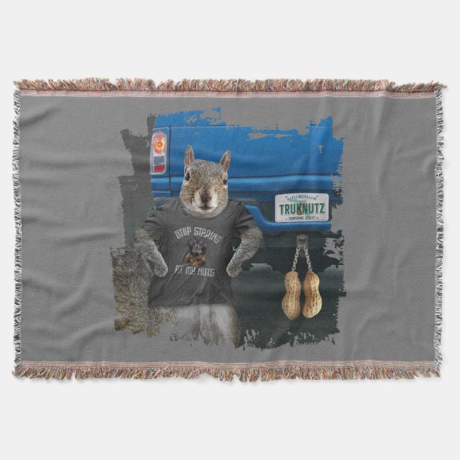Truk Nutz - funny squirrel truck nuts Throw Blanket (Front)