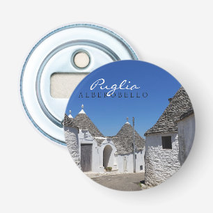 Trulli houses in Alberobello, Puglia text Bottle Opener