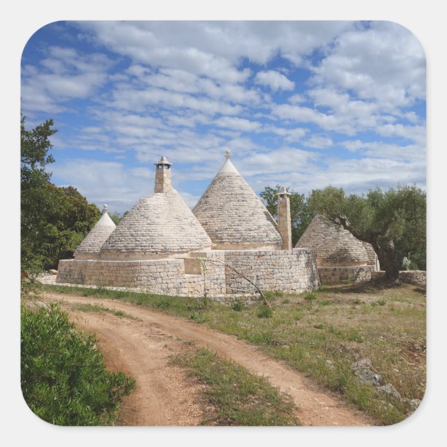 Trulli houses in Puglia/Apulia Square Sticker (Front)