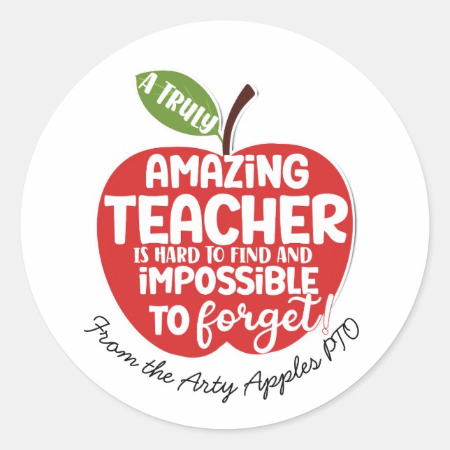 truly amazing teacher red apple classic round sticker (Front)