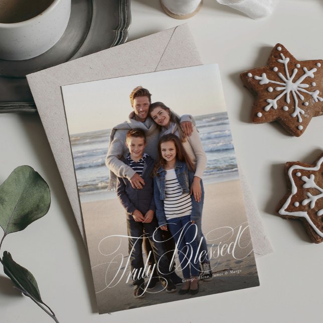 Truly blessed elegant religious Christmas photo Holiday Card (Creator Uploaded)