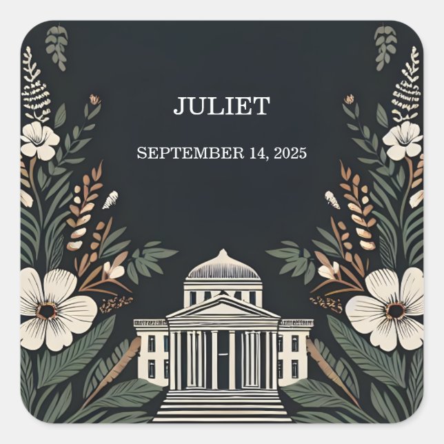 Truly Engaging 70s 80s Courthouse Bridal Shower Square Sticker (Front)