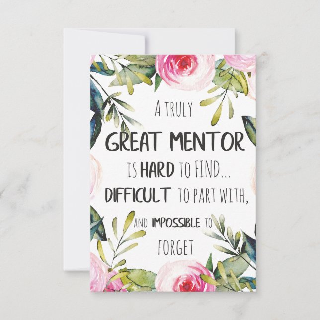 Truly Great mentor Gift Mentor Appreciation Quote Thank You Card (Front)