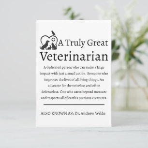 Truly Great Veterinarian Veterinary  Thank You Card