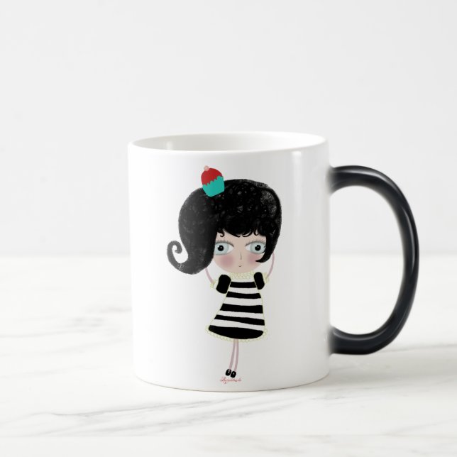 Truly magic black mug when is hot doll appear ! (Right)