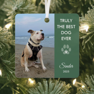 Truly The Best Dog Ever Photo Paw Print Keepsake Metal Ornament
