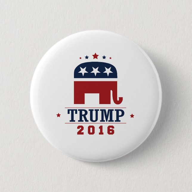 Trump 2016 GOP Elephant Design 2 Inch Round Button (Front)
