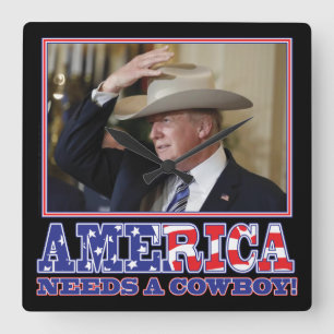 Trump 2020 America needs a Cowboy Square Wall Clock