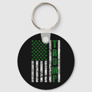 Trump 2020 American Flag Vintage St. Patricks Day Keychain