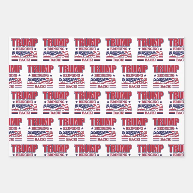 Trump 2020 - Bringing America Back Wrapping Paper Sheet (Front)