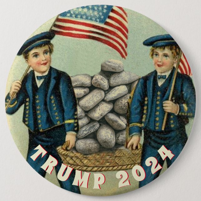 TRUMP 2020 BUILD THAT WALL 6 INCH ROUND BUTTON (Front)