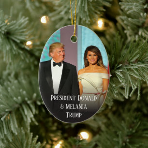Trump 2020 Christmas Elegant Donald and Melania Ceramic Ornament