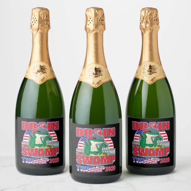 Trump 2020 Drain The Swamp Sparkling Wine Label (Bottles)
