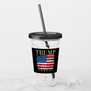 Trump 2020 Elegant Gold Vintage Flag Acrylic Tumbler