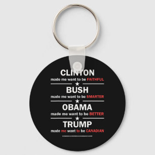 Trump 2020 Funny Clinton Bush Obama Trump Canadian Keychain
