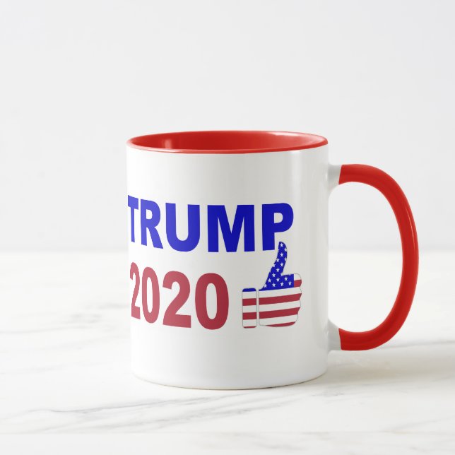 Trump 2020 Thumbs Up red white and blue Mug (Right)