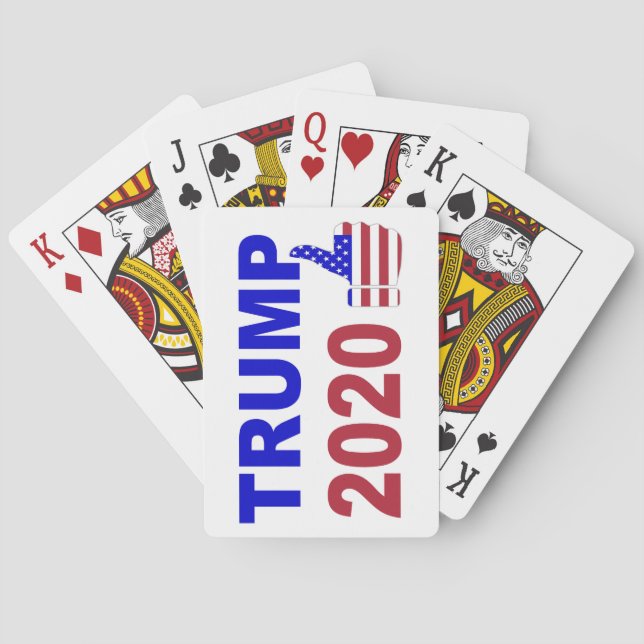 Trump 2020 Thumbs Up red white and blue Playing Cards (Back)