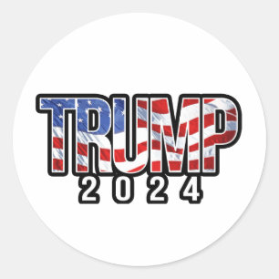 Trump 2020 Waving Flag Classic Round Sticker