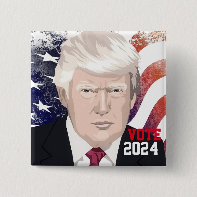 Trump 2024 2 inch square button (Front)