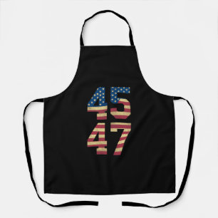 Trump 2024 45 47 Vintage American Flag Retro 4547  Apron