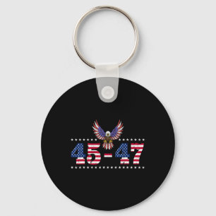 Trump 2024 45 47 Vintage American Flag Retro 4547  Keychain