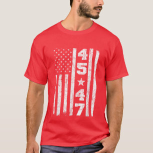 Trump 2024 45 47 Vintage American Flag Retro 45 47 T-Shirt