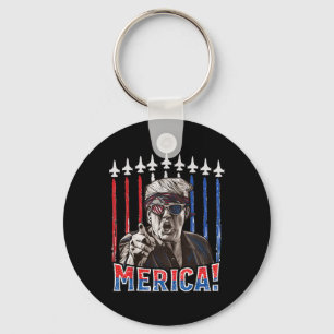 Trump 2024 4th Of July Patriotic American Flag Mer Keychain