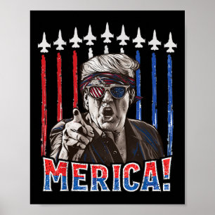 Trump 2024 4th Of July Patriotic American Flag Mer Poster