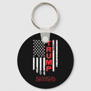 Trump 2024 American Flag Adult Short Sleeve Shirt Keychain