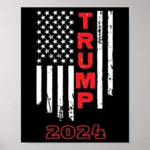 Trump 2024 American Flag Adult Short Sleeve Shirt Poster