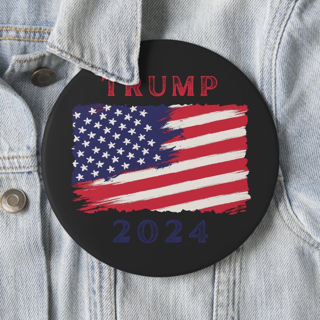 Trump 2024 American Flag Button (In Situ)