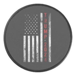 Trump 2024 American Flag Distressed Vintage  Gift Hockey Puck
