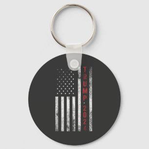 Trump 2024 American Flag Distressed Vintage  Gift Keychain