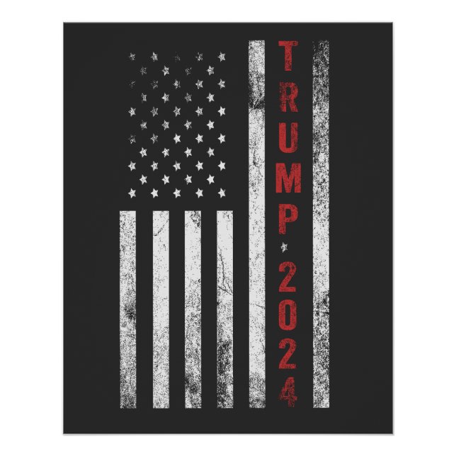 Trump 2024 American Flag Distressed Vintage  Gift Poster (Front)