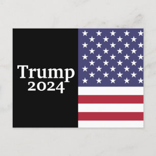 Trump 2024 American Flag on Black Postcard
