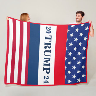 Trump 2024 American Flag Red White and Blue Fleece Blanket