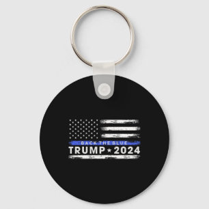 Trump 2024 Back The Blue Thin Blue Line American F Keychain