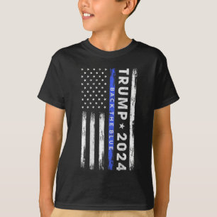 Trump 2024 Back The Blue Thin Blue Line American F T-Shirt
