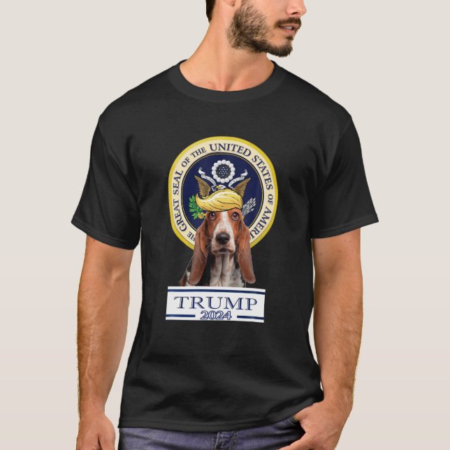 Trump 2024 Bassett Hound T Shirt (Front)