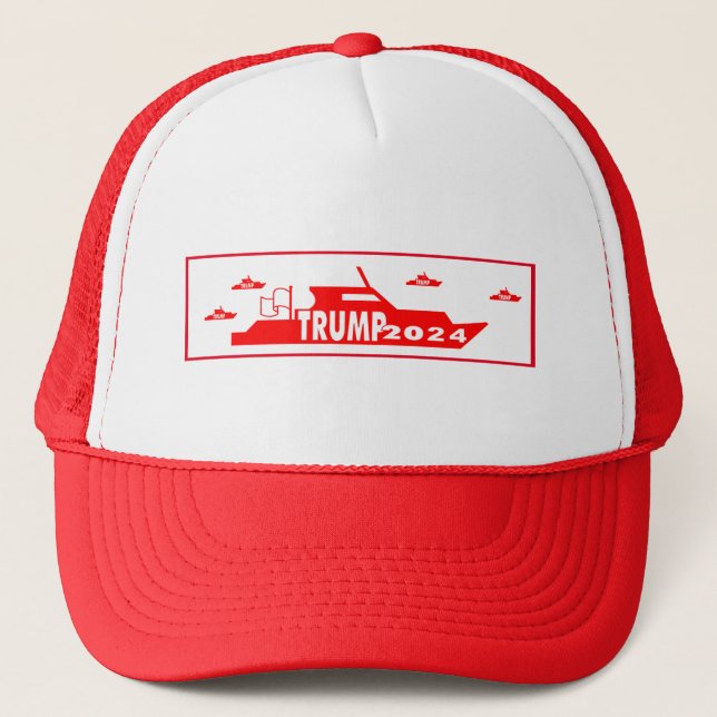 TRUMP 2024 Boats  Trucker Hat (Front)