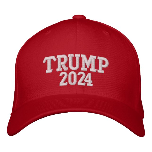 Trump 2024 Campaign Red Embroidered Baseball Cap (Front)