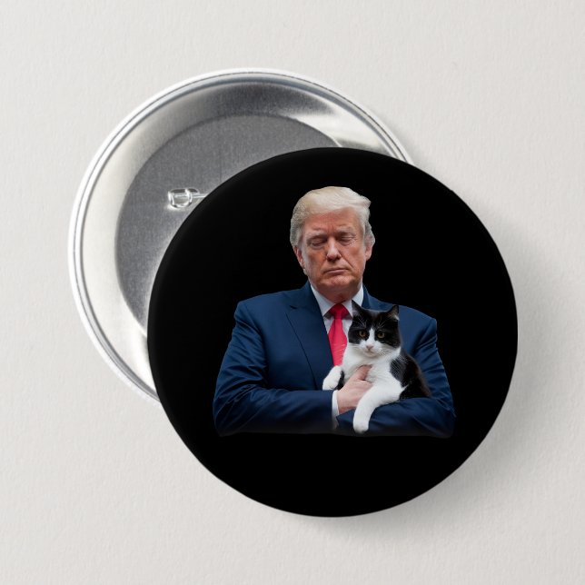 Trump 2024 Cat MAGA Funny Trump Cat 3 Inch Round Button (Front & Back)