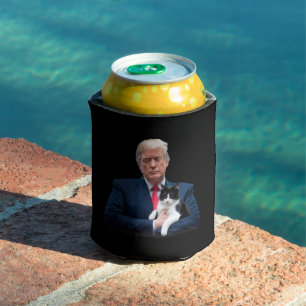 Trump 2024 Cat MAGA Funny Trump Cat Can Cooler