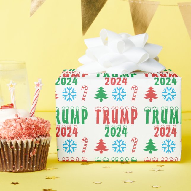 Trump 2024 Christmas Festive Wrapping Paper (Birthday Party)