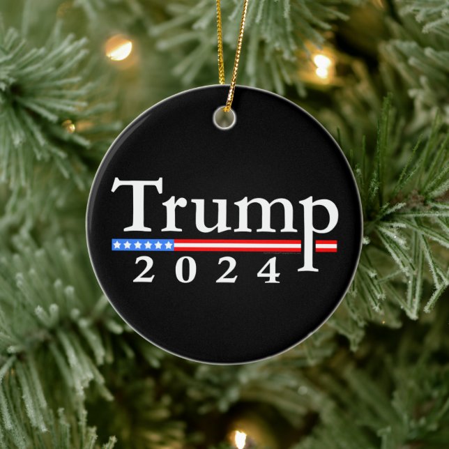 Trump 2024 Classic Black and Red Ceramic Ornament (Tree)