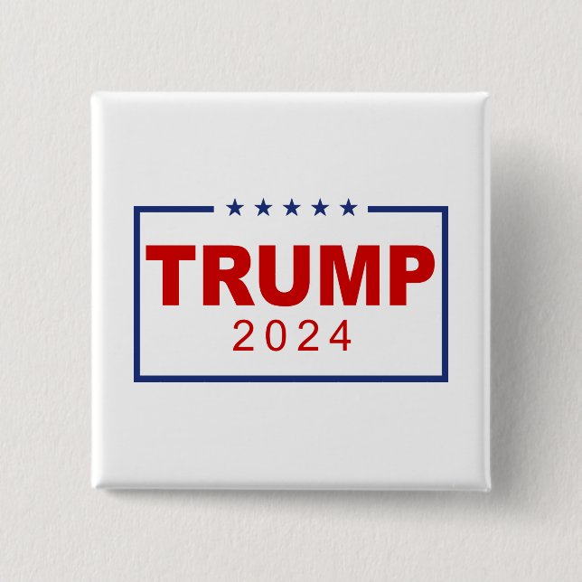 Trump 2024 Classic Rectangle Logo 2 Inch Square Button (Front)