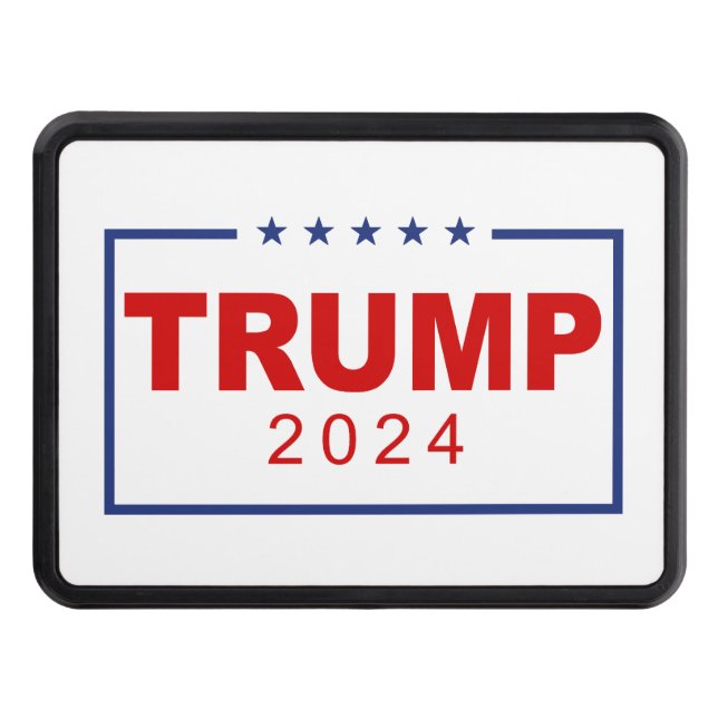 Trump 2024 Classic Rectangle Logo Trailer Hitch Cover (Front)