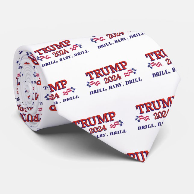 Trump 2024 Drill Baby Drill Neck Tie (Rolled)